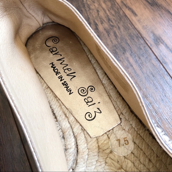 Carmen Saiz • rose gold leather espadrilles flats slip ons Spanish Made in Spain - Picture 6 of 10